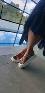 Sandalia Nuquí Menta x Naranja