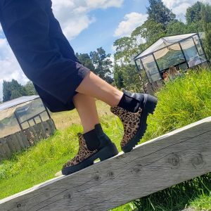 Botín Soft Negro x Leopardo Miel