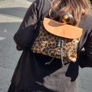 Mini back pack pepa leopardo miel